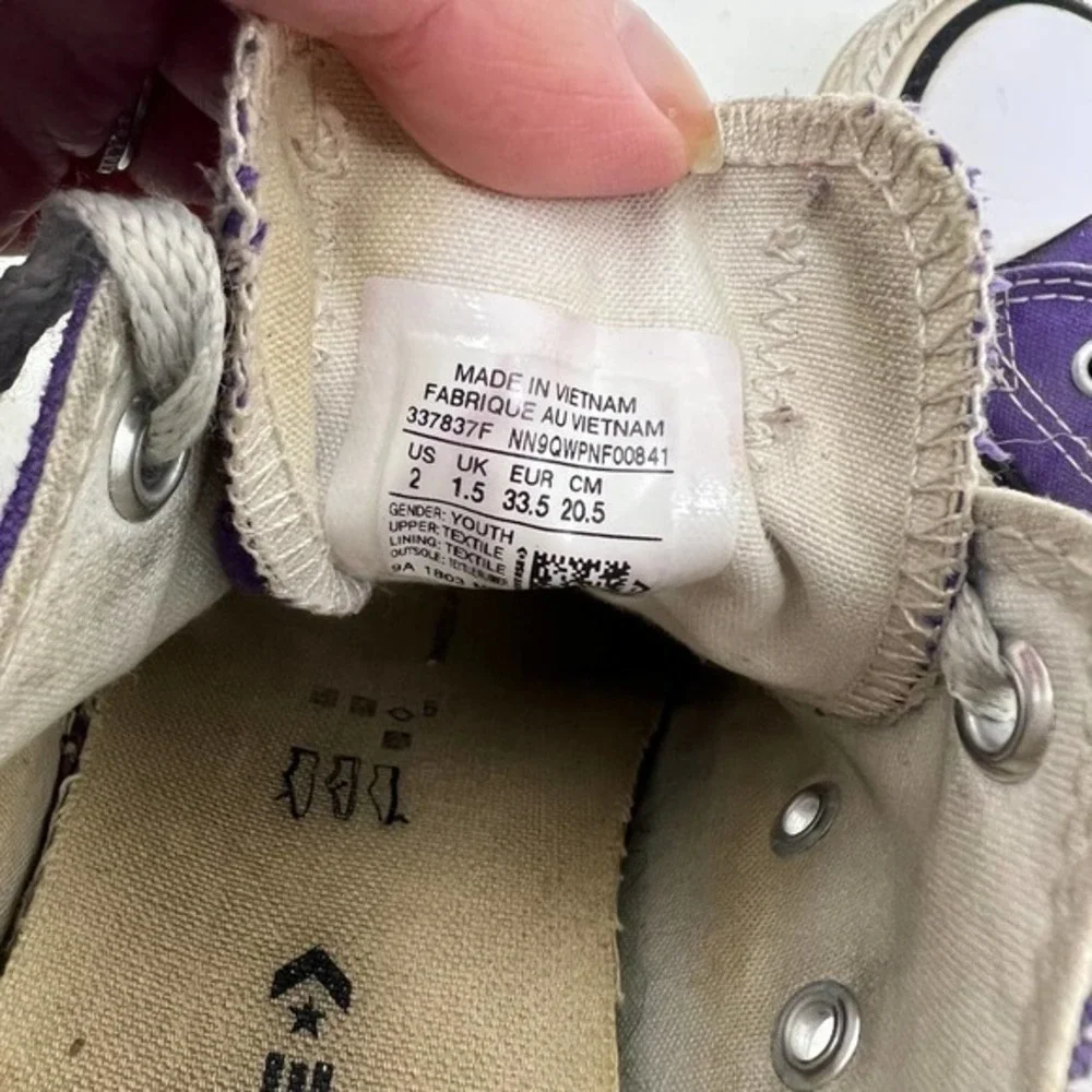 Converse All Star Purple Canvas Low Top lace up canvas Sneakers 337837f Youth 2